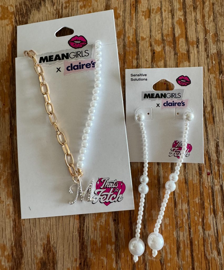 Necklace and earrings on cards