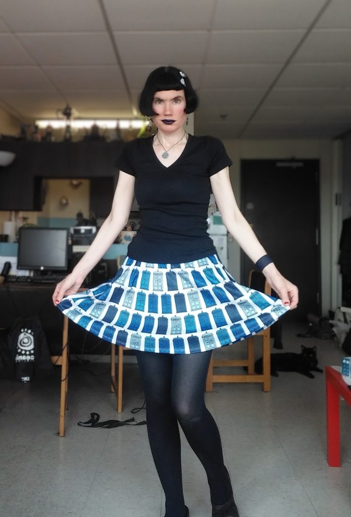 Me in a Tardis print skirt