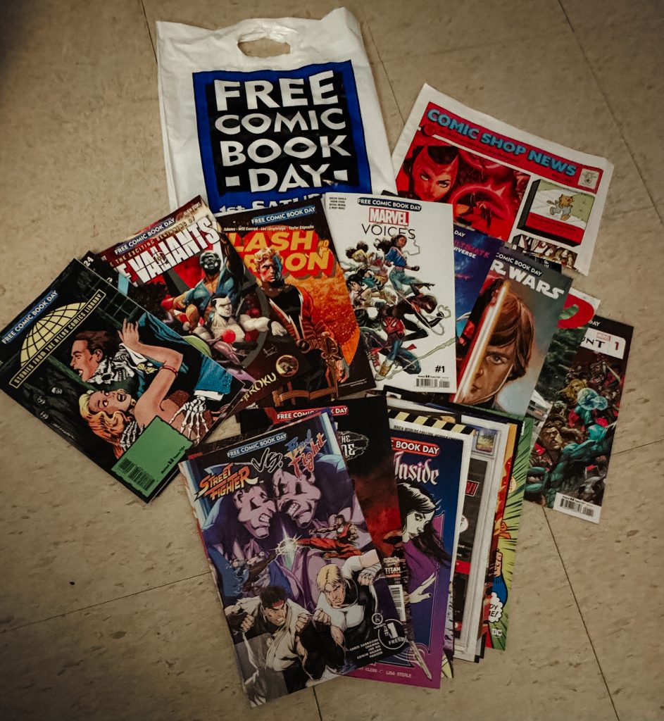 Comic books on the floor